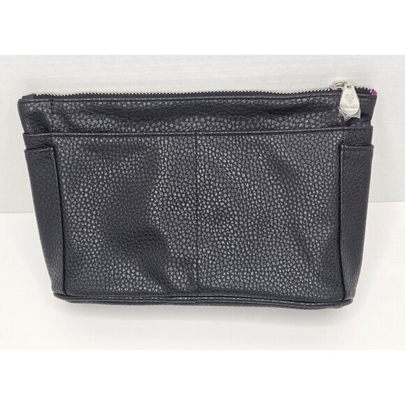 New Younique Multi Pocket Black Cosmetic Bag #1 Purple Lining - Picture 2 of 7